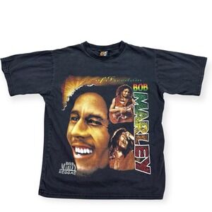 Bob Marley T-Shirt Hot Ice Songs of Freedom Men's Medium Black Graphic